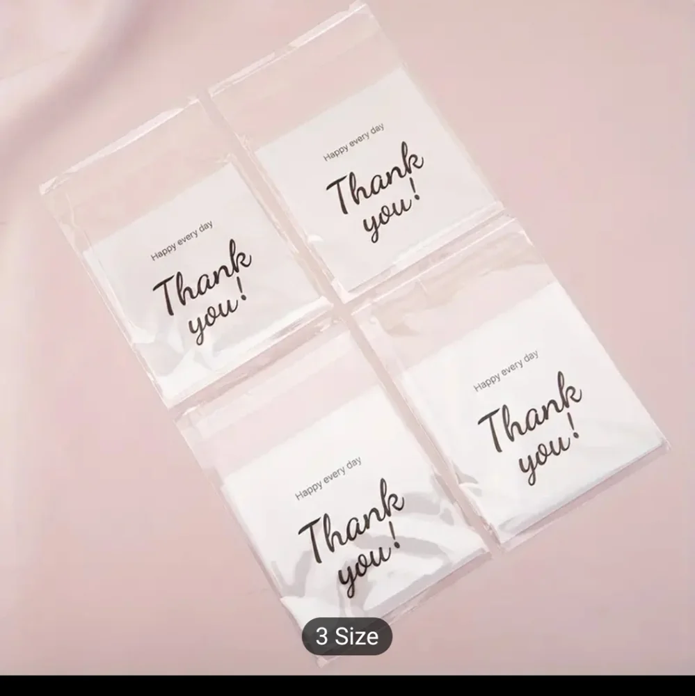 Clear 'Thank You' Plastic Treat Bags for Home Office - 50